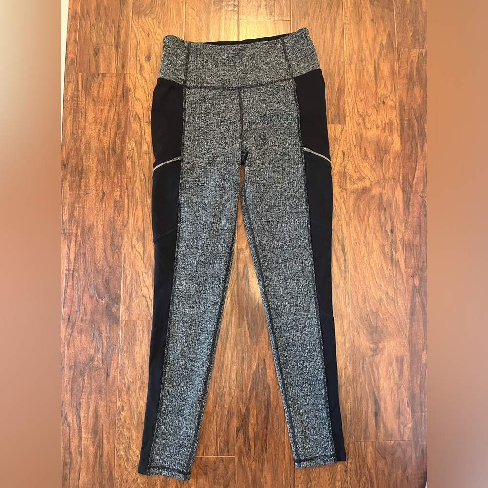 EUC Athleta Herringbone Luxe Metro Drifter HR Leggings - Gray/Black - Sz Medium